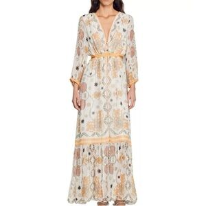 Sandro Valldemossa Metallic Skarf Print Maxi Dress